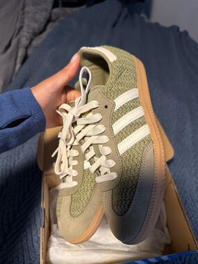 adidas Samba OG Crochet Pack in Olive Green and White